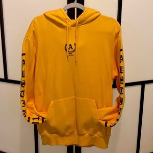 H&M Mustard yellow Lettered Street-style Men Hoodie
